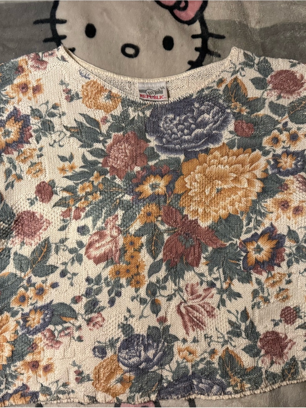 REPUBLIC Floral Crewneck Sweater - Cream with Multicolor Flowers